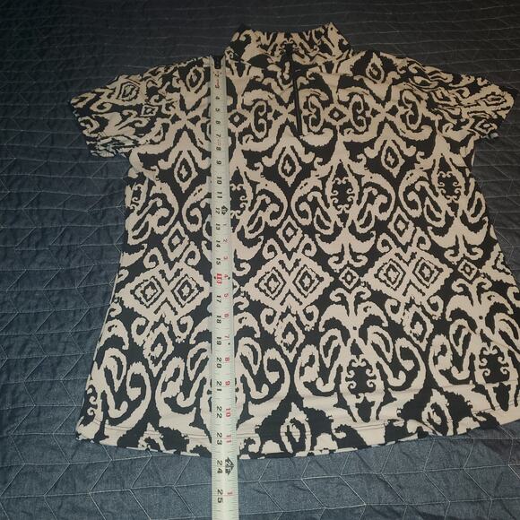 IBKUL Size M DOREEN Black & White Short Sleeve Mock 1/4 Zip Golf Shirt - Picture 7 of 7